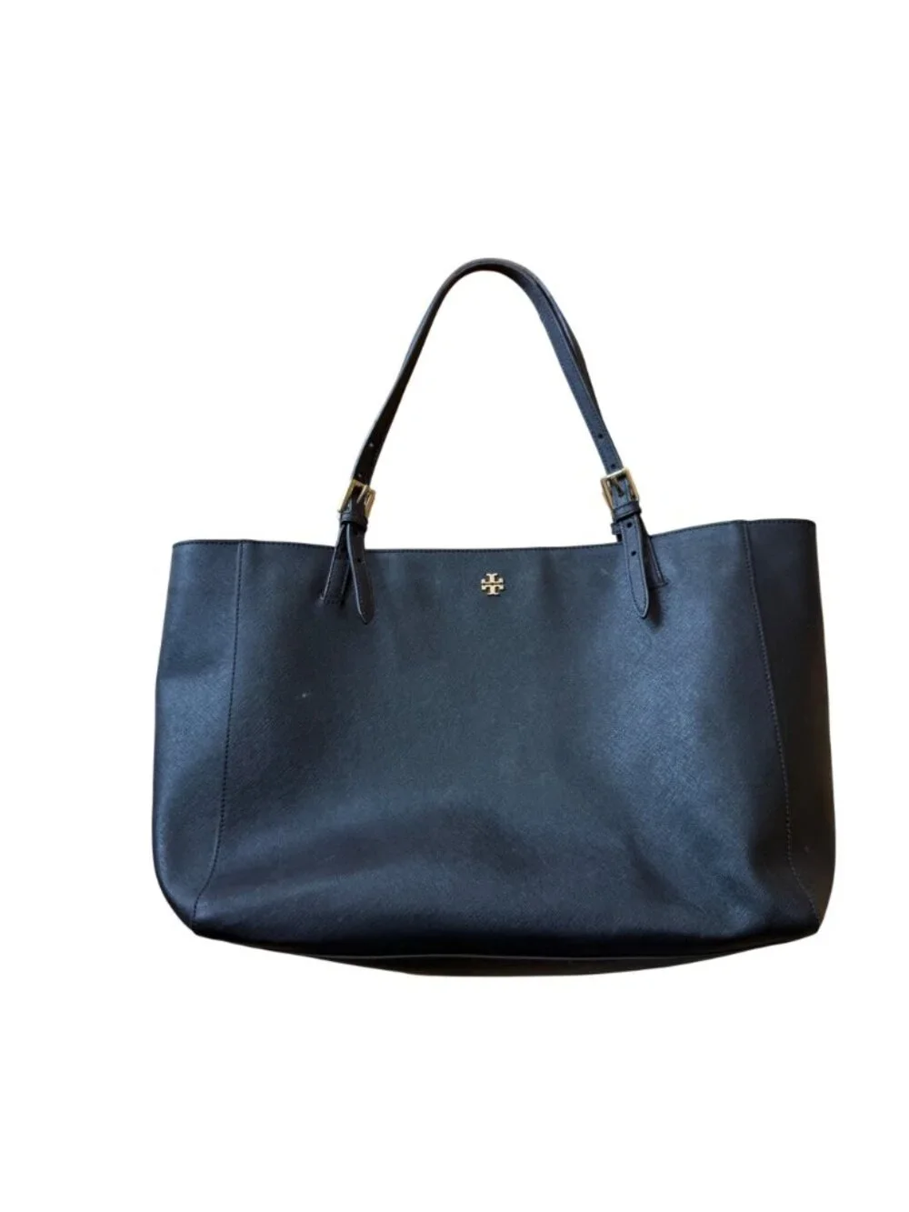 Tory Burch Women's Shoulder Bag Black Saffiano Leather Tote Handbag York Buckle